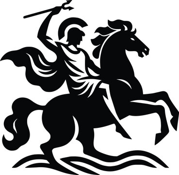 Bellerophon Black and White Illustration of the Legendary Hero