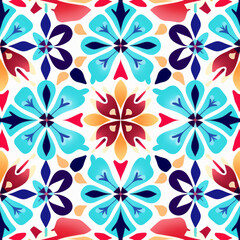 Geometric abstract floral pattern with rainbow colors, perfect for wallpaper or textile design,Generated By Ai