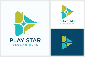 Play Star Design Inspiration. Play Star Symbol Vector Logo Design Template, Play Star Logo Design Vector Illustration