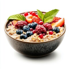 Fresh berry muesli in a bowl, a healthy breakfast option