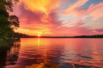 A serene and breathtaking sunset unfolds over