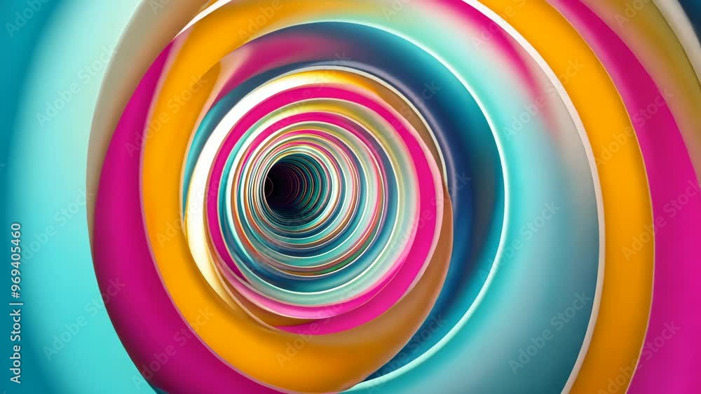 Poster colorful spiral tunnel animation showcasing vibrant patterns and smooth movement in a mesmerizing di
