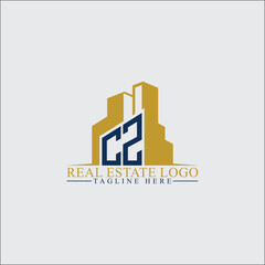 Fototapeta premium Modern CZ Real Estate Logo Design with Building Silhouettes