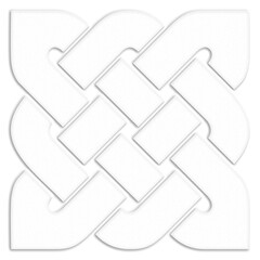 Celtic knot sign, white. Celtic knot symbol resembling a plaster ornament for use in St. Patrick's Day designs.
