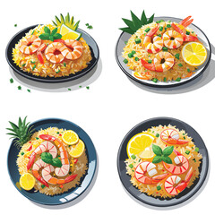 A plate of Thai fried rice with pineapple and shrimp