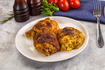 Roasted chicken thighs  with spices