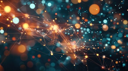 A digital graphic of an interconnected web of dots and lines, representing a global digital network