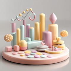Colorful cosmetic bottles with brushes on white background