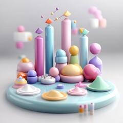 Colorful pill capsules arranged in a 3D graph, depicting a medical prescription for various health conditions