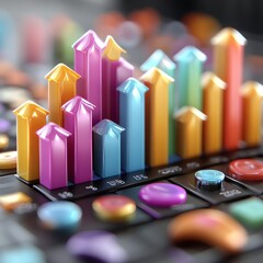 3D bar chart illustrating business growth trends