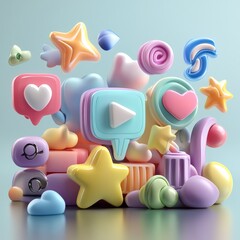 Glossy heart icon set for valentine's day celebration design