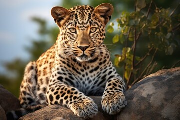 Obraz premium Photo of Leopard in the forest starring