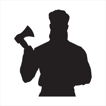 recommend clip art: lumber jack ,lumber jack silhouette on white background
                    