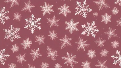 White snowflakes falling on a red background