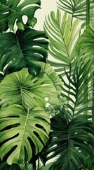 Watercolor of an Exotic plants leaves wallpaper