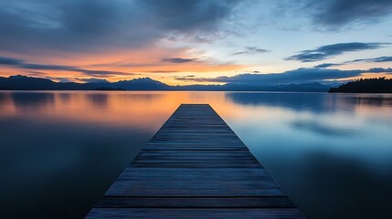 Fototapeta premium Wooden Dock Leading to the Serene Sunset