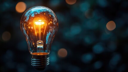 A lightbulb glowing against a dark background, symbolizing a moment of inspiration and new ideas in a creative concept