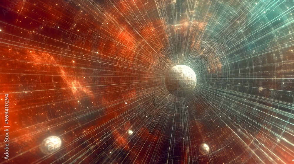 Poster mesmerizing cosmic radiance - dynamic digital abstract art visualization