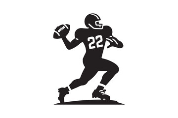 American football player vector silhouette illustration isolated in white background