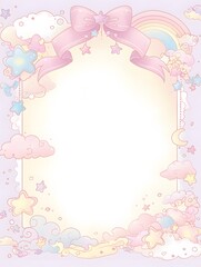 Cute Pastel Rainbow and Star Frame Background