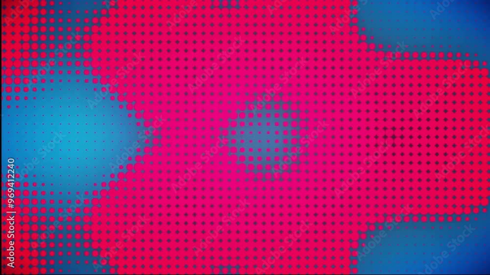 Poster Animation of red shapes over blue background