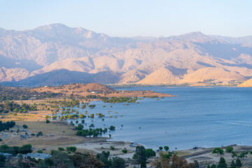 High water levels at Lake Isabella with views of Wofford Heights