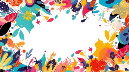 Fototapeta premium Colorful Abstract Floral Frame Border Design
