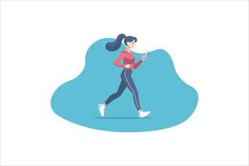 Young woman jogging. Active healthy lifestyle concept. vector illustration.