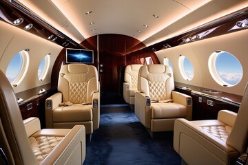 A sleek high-end private jet interior