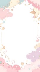 Pastel Clouds and Stars Frame Background