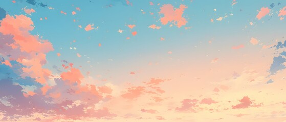 Obraz premium Pastel Sunset Sky with Pink and Blue Clouds