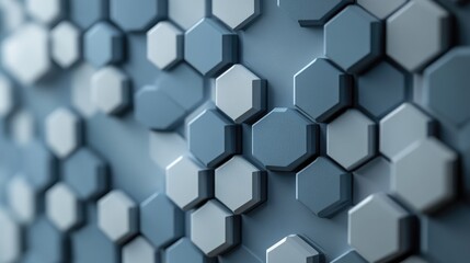 Naklejka premium Abstract illustration of hexagonal patterns in shades of grey and blue, representing modern data visualization