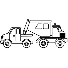 Naklejka premium construction vehicles outline coloring book page line art drawing