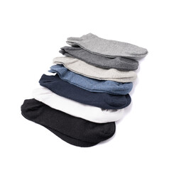 New Cotton Socks Isolated, Folded Sportswear Set, Classic Unisex Cotton Socks Collection