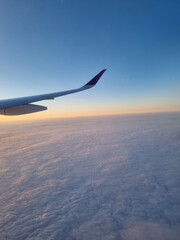Fototapeta premium View skyscape from window Airplane go to japan