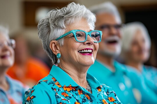 A dance party in the common room, with residents grooving to oldies music, enjoying the joy of movement and music