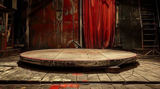 Level podium for a circus platform old spotlight circle stand for theater tent