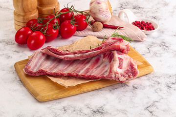 Raw lamb ribs rack for cooking