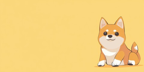 Obraz premium Cute Cartoon Dog Banner with Space for Copy