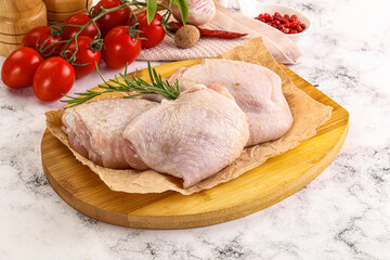 Raw chicken thighs for cooking