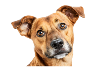 Dog headshoot isolated on transparent or white background, png
