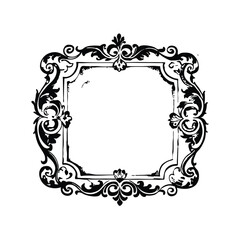 vintage floral frame stencil hand drawn vector illustration