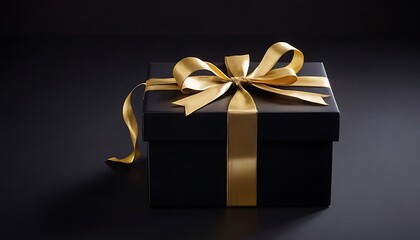 Gift box and golden confetti on black background,a black box with a gold ribbon,gift certificate or card, gold - metal, gold colored, interior decor, ribbon - sewing item, party - social event,786