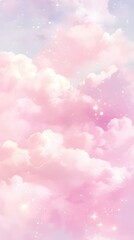 Fototapeta premium Pink Sky Clouds Background with Stars