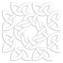 Sign with celtic knots, white. Celtic knot symbol resembling a plaster ornament for use in St. Patrick's Day designs.