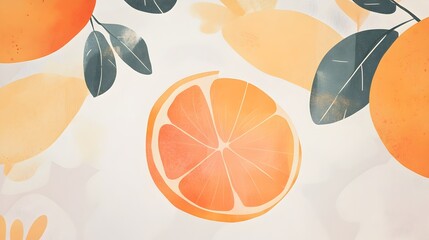 Vibrant Citrus Slices in Tropical Pattern