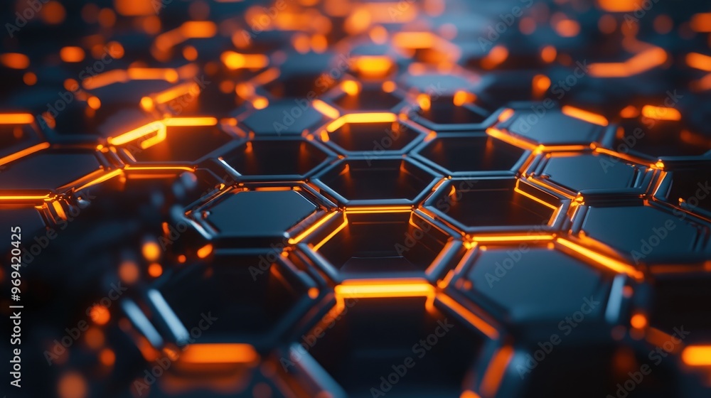 Poster digital representation of a hexagonal lattice structure, symbolizing strength and material science