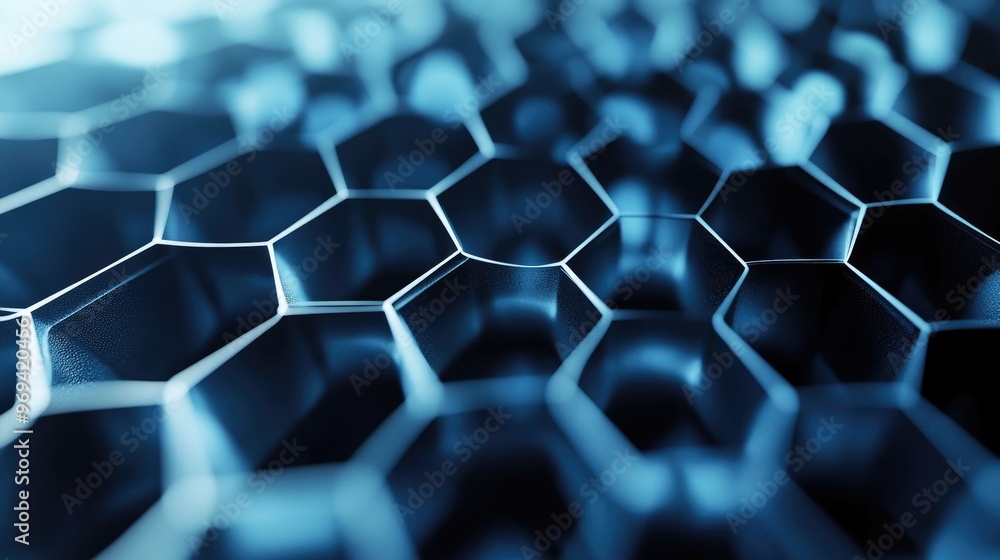 Poster digital representation of a hexagonal lattice structure, symbolizing strength and material science