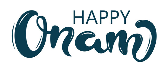 Happy Onam lettering or typography illustration with Happy Onam Calligraphy Best choice for Onam Festival greeting