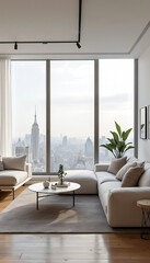 Fototapeta premium A.I.-Generated Art of Modern Home Interiors and Architecture Designs